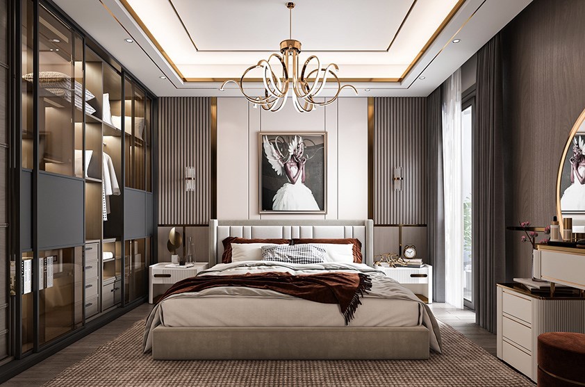 Phòng ngủ được thiết kế theo phong cách Luxury, sang trọng, quý phái