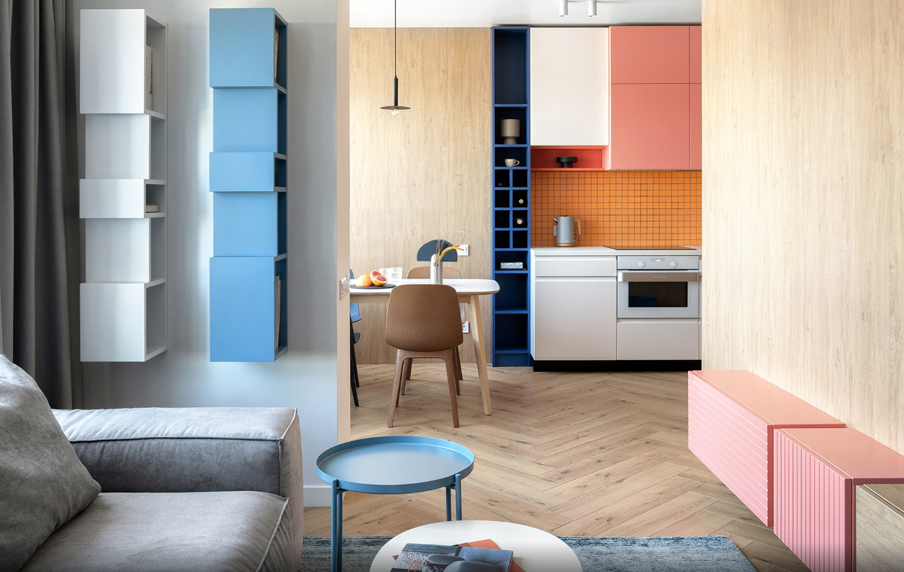 Phong cách nội thất nhà phố Color Block là sự kết hợp giữa màu sắc và các khối hình