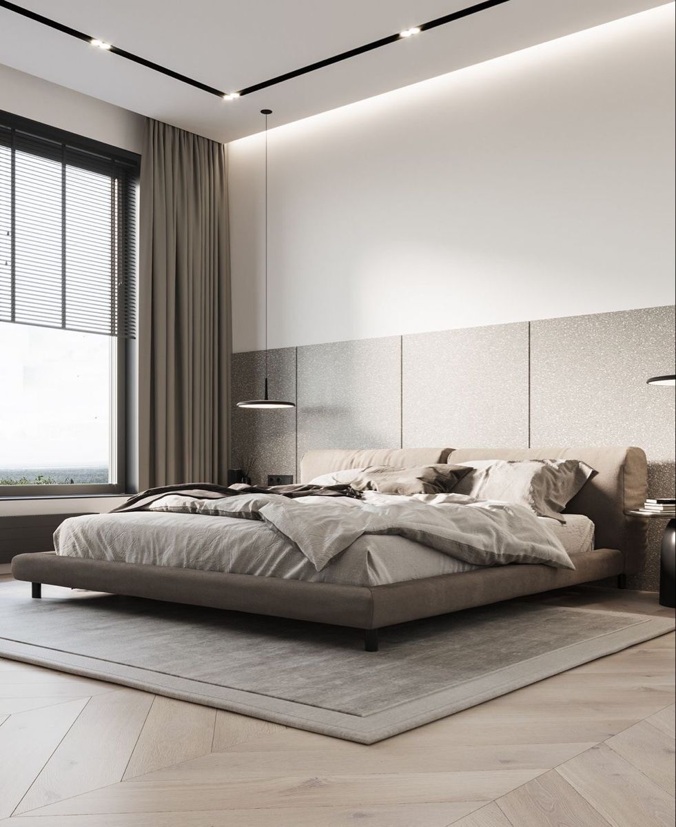 Xu hướng thiết kế phòng ngủ hiện đại với màu trắng xám